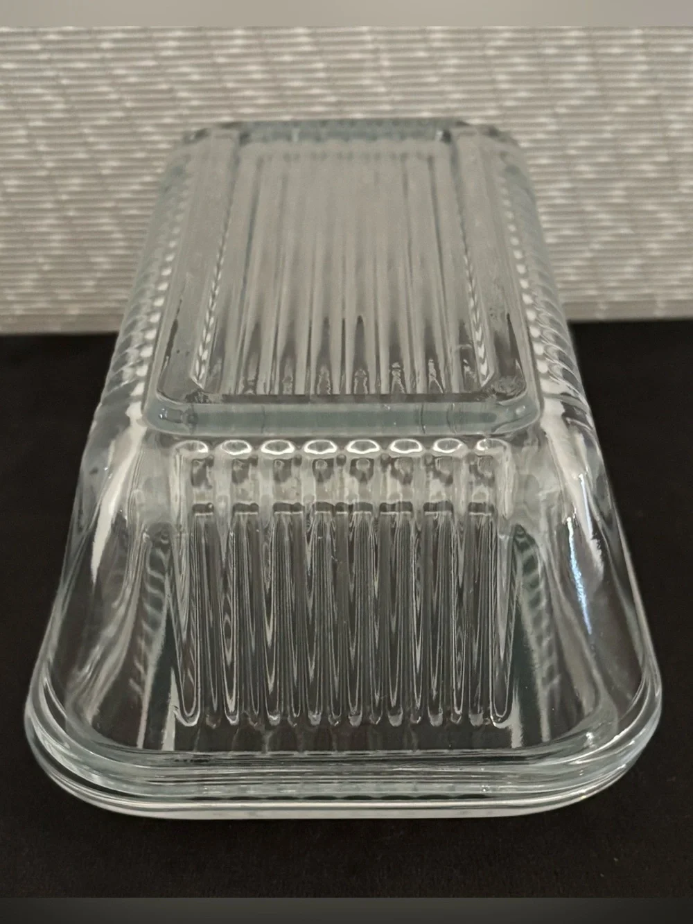 Vintage Pasabahce Ribbed Glass Butter Dish w/Lid or Versatile Food Storage - MCM